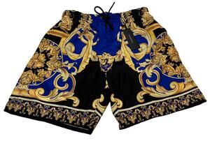 6-89 VERSACE Men's Barocco Swim Trunks Long Blue Size 4/Small